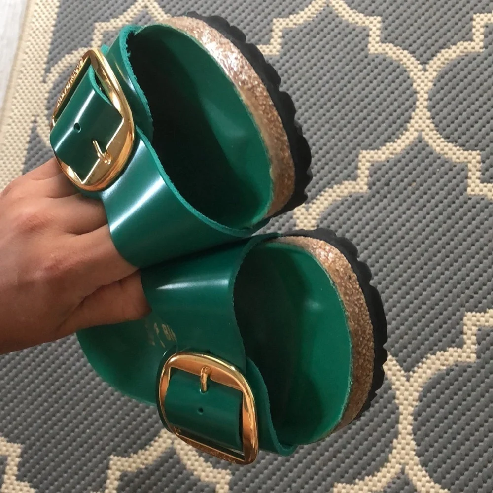 Birkenstock | 37 | Madrid Hammered Big Buckle Natural Leather Patent High Shine - Picture 4 of 7